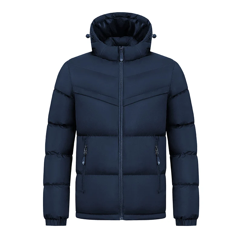

Men Winter Thick Velvet Windproof Down Coat Parkas Zipper Pockets Windbreaker Men Padded Cotton Coat Hooded Parkas High Quality
