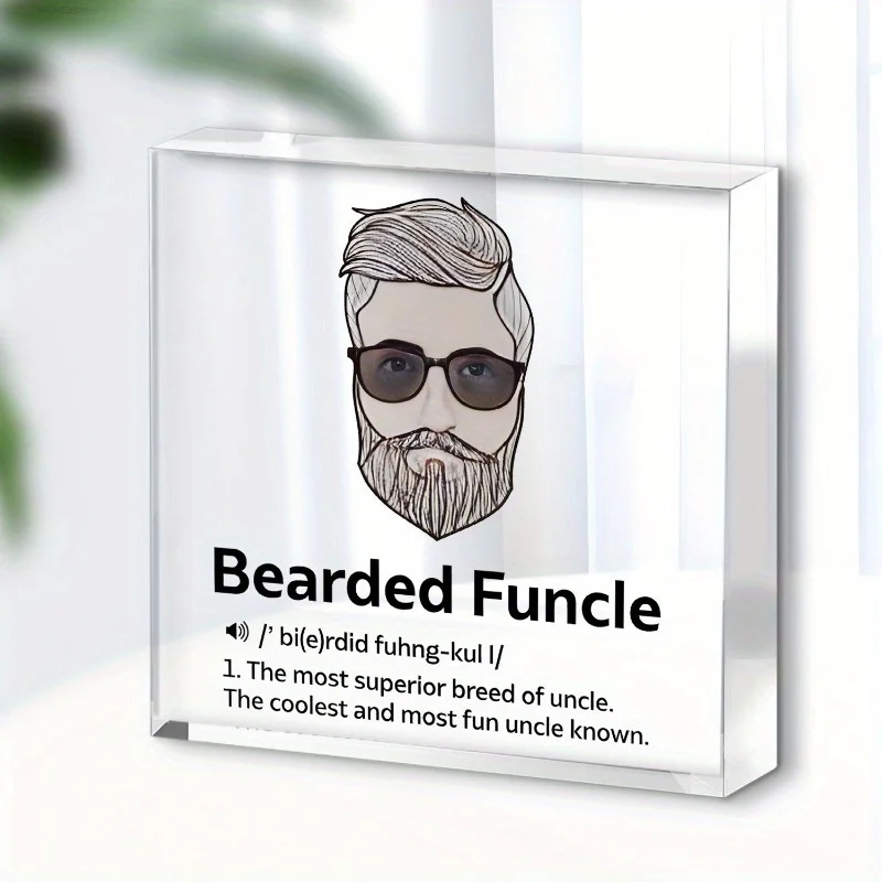 Bearded Funcle Acrylic Decor for Office or Home, Gift for Men