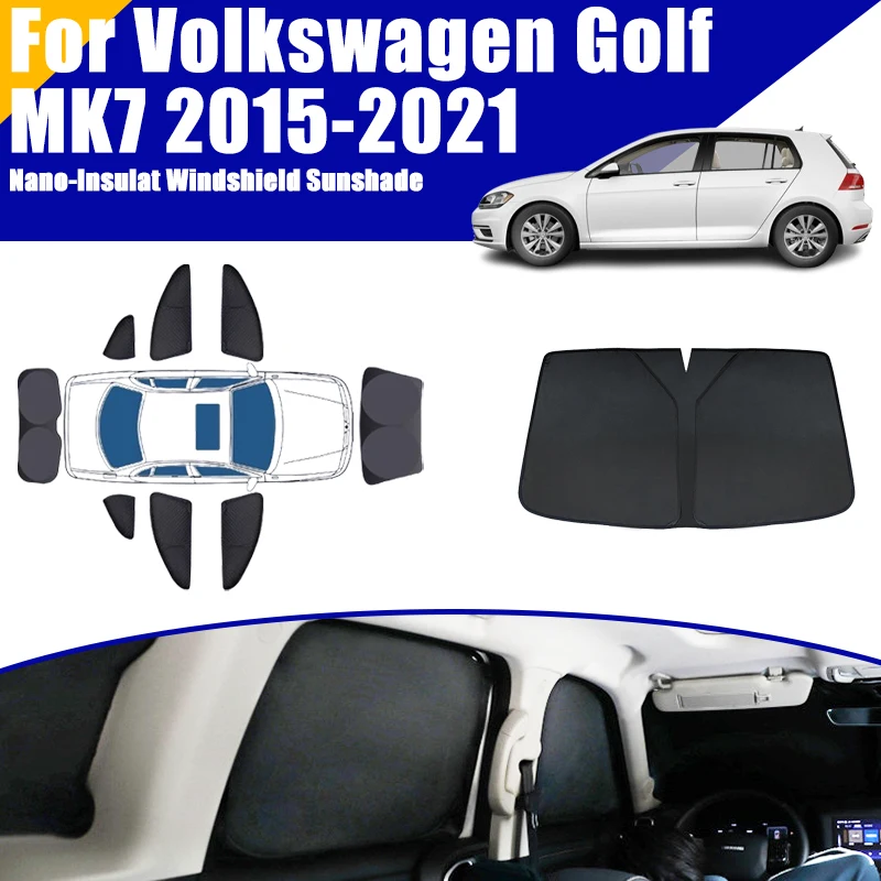 

Full Coverage Sunshade For Volkswagen VW Golf 7 Mk7 5G 2015-2021 Car Accessories Windows Visor Privacy Covers Black Foldable