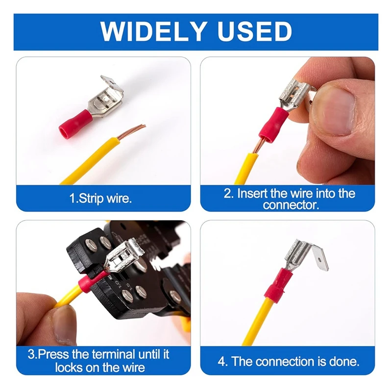 ABBN-75Pcs Semi-Insulated Piggyback Spade Connectors, Quick Disconnect Piggyback Spade Assortment Kit, Female/Male 22-10 AWG