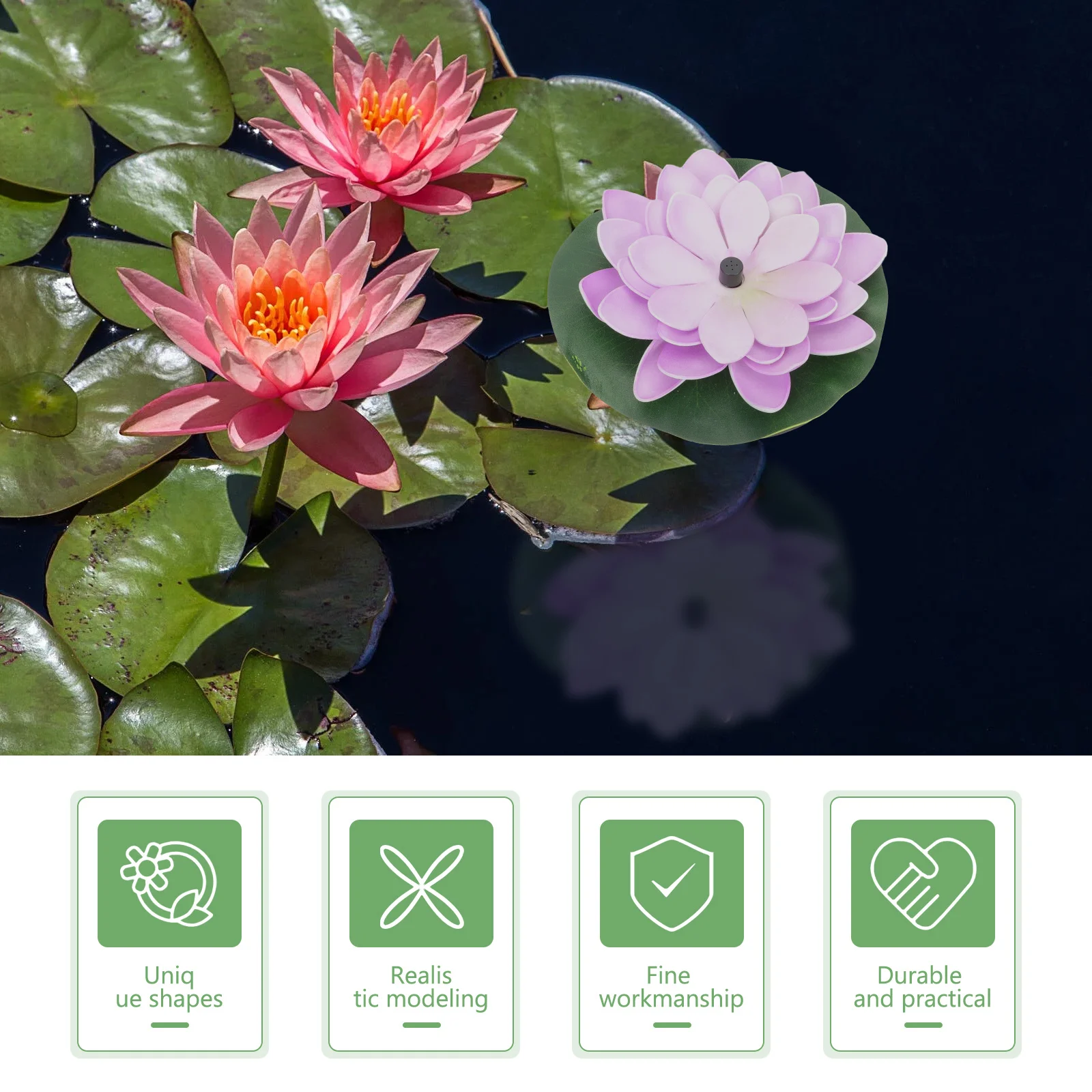 

Pond Solar Fountain Water Lily Floating Garden Outdoor Solar Powered Decor Water Lily Fountain Outdoor Pool Decoration