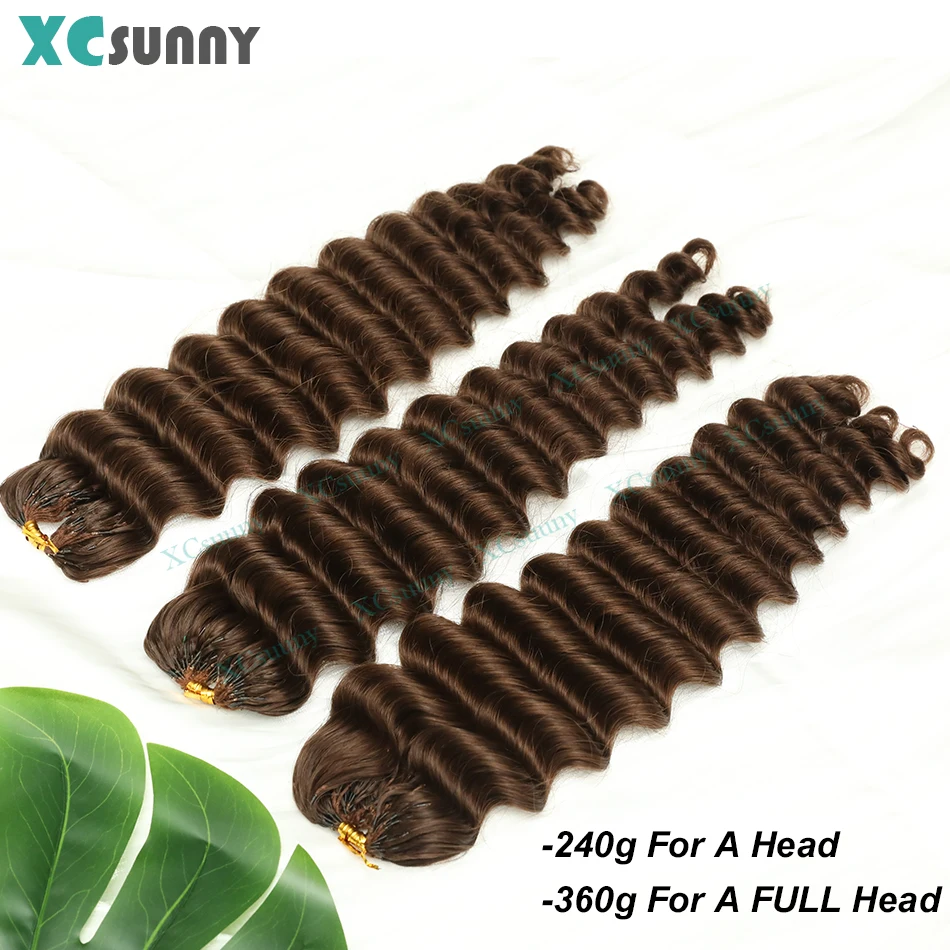 ريشة الكروشيه شعر مستعار بشري موجة عميقة اللون 4 قبل فصل Knotless الكروشيه نمط الشعر لضفائر بوهو