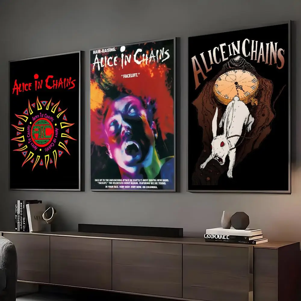 A-Alice In Chains Band Painting Calligraphy HD Art Wall Waterproof Home Living Room Bedroom Bar Decorative Paintings