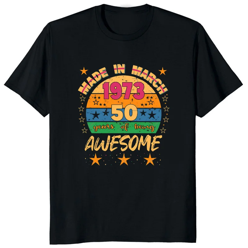 50 Year Old Gifts graphic tshirts Vintage 1973 Limited Edition 50th Birthday Shirt Men Clothing Classic women T-Shirt Casual Tee