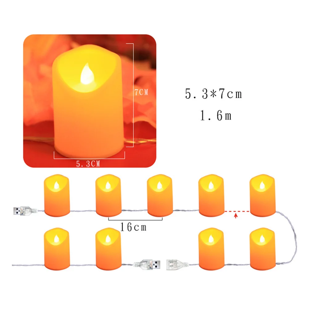 10 LED String Light 1.5m USB Flameless Lamp Decorative Glitter Lights for Desktop Candelabra Night Lamp Safe Smokeless