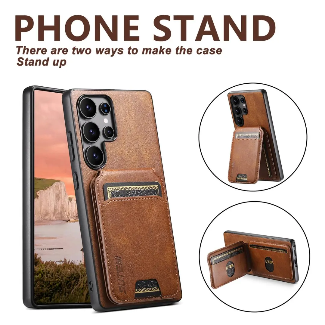 Card Holder Leather Pocket Wallet Phone Case Stand Cover For Samsung Galaxy S26 Plus S22 S23 S24 S25 S26 Ultra Note20 Ultra