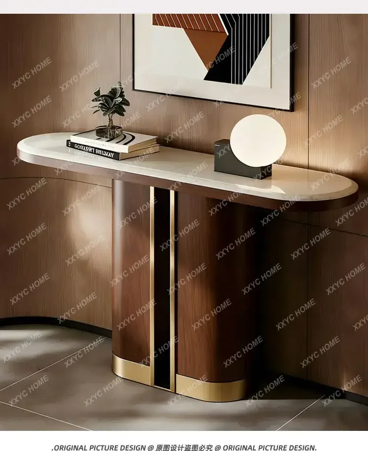 light luxury natural marble entryway solid wood black walnut color with a vintage vibe