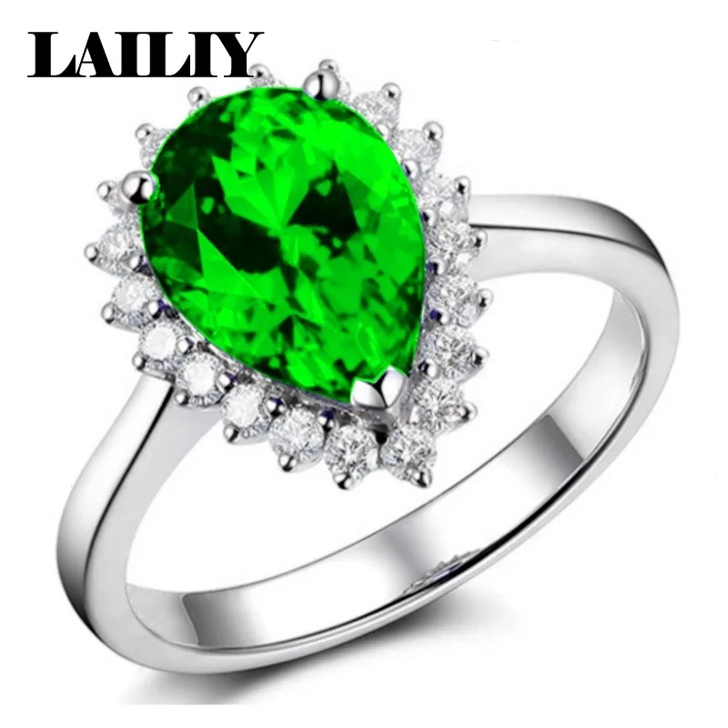 LAILIY925 Sterling Silver with Teardrop Diamonds Colored Gemstones Adjustable Ring For Men Women Fashion Jewelry
