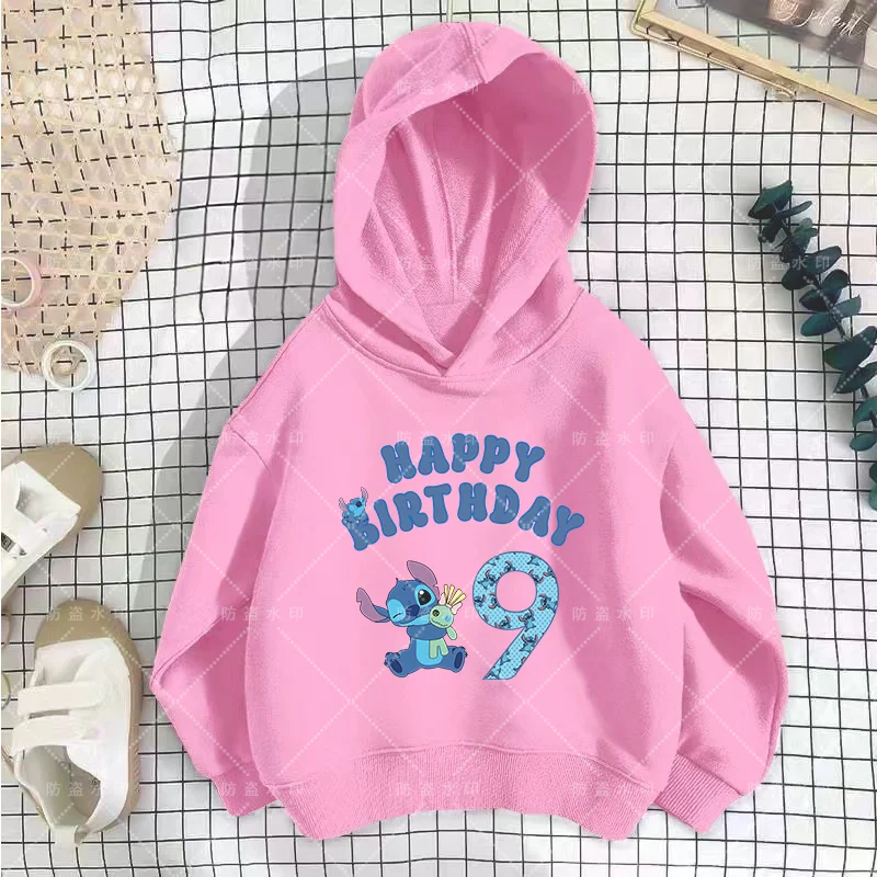 

Stitch Children's Hoodies Kawaii Disney Kids Clothes Girl Birthday Number 3-12 Boy Cartoons Hoodie Disney Cartoons Kawaii Mother