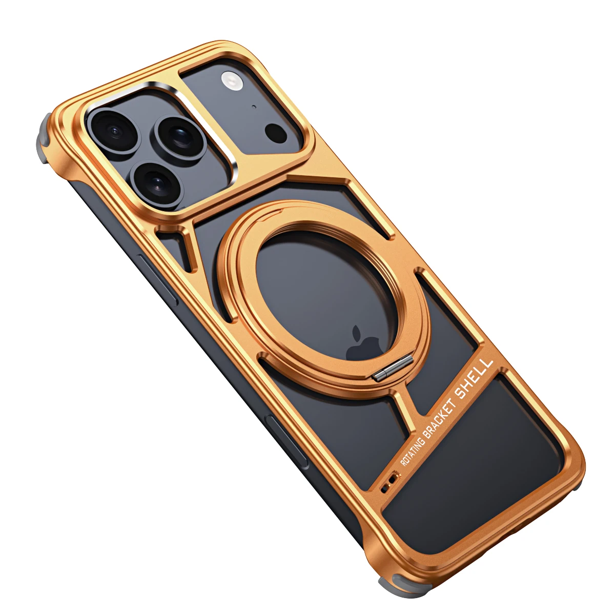 

Luxury 360°rotating bracket Borderless metal Back Cover For iPhone 17 16 15 14 13 Pro Max heat dissipation shockproof Phone Case