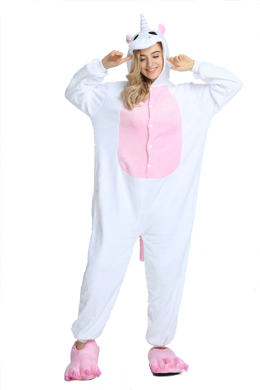 Unicorn Onesies Kigurumi Flannel Cartoon Pajamas Women Animal Pyjamas Homewear Christmas Halloween Party Anime Cosplay Costumes