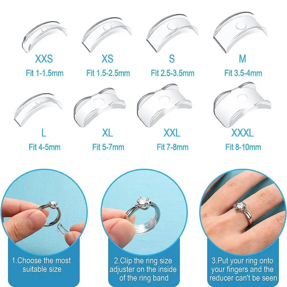 Clip Type Spiral Ring Adjuster Set of Ring Size Adjusters with Spacer Flexible Spiral Reducer Spring Cord Kit for Loose Finger