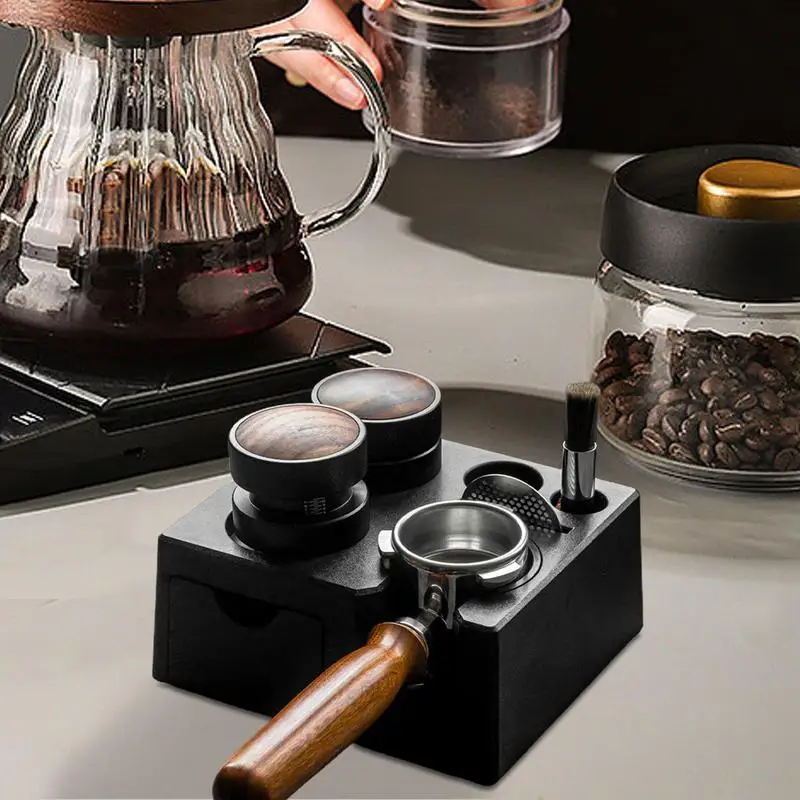 Espresso-Tamper-Halter im quadratischen ABS-Schubladenstil, Basis für die Kaffee-Tamper-Station aus ABS, Ständer für Espresso-Tampermatten, Universalgröße