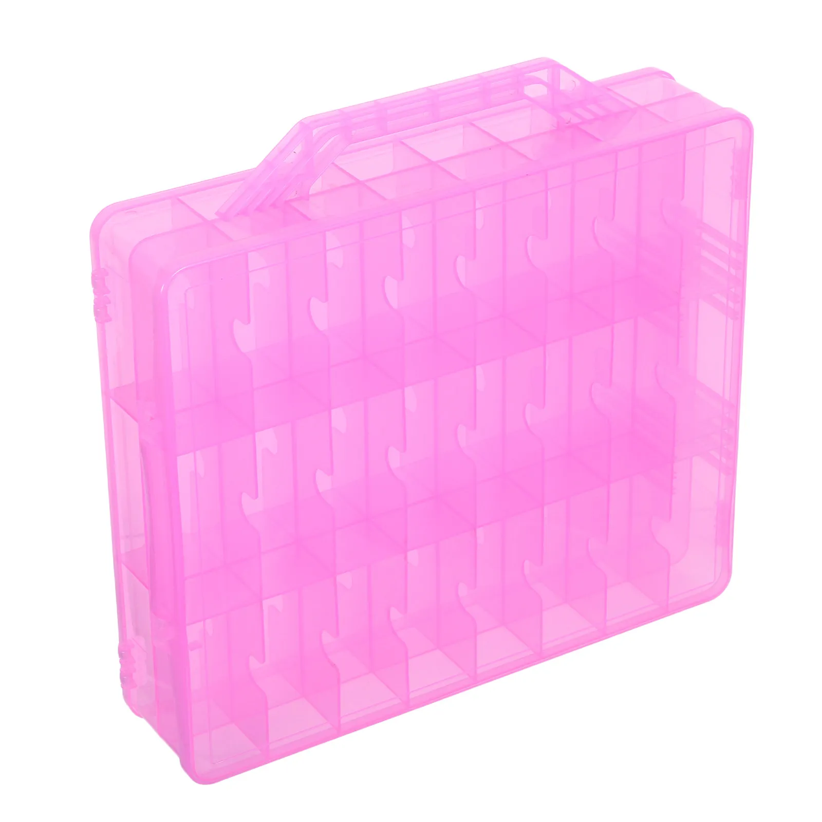 

48-Grid Double-Layer Transparent Plastic Storage Box for Sewing Supplies Craft Organizer with Handle Portable Embroidery Bead