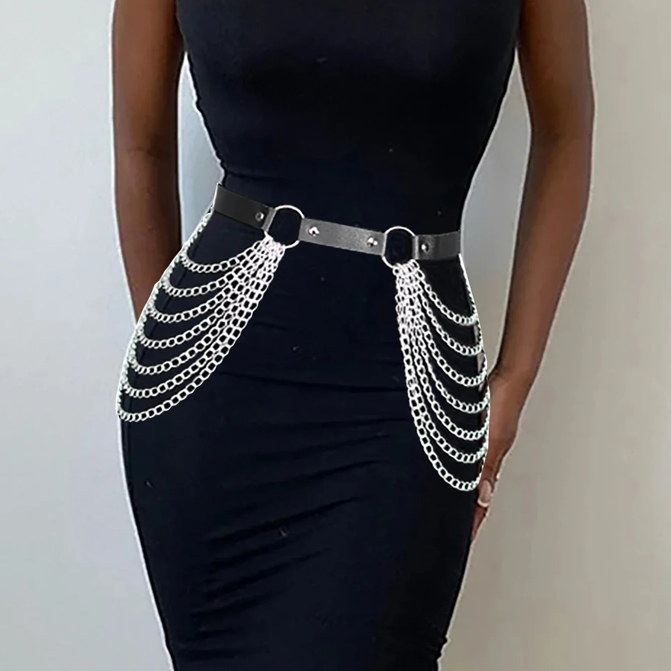 Plus Size Leather Harness Belt Sexy Waist Seal With Chain Body Bondage Fashion Punk Gothic Clothing Suspende Waist Accessories