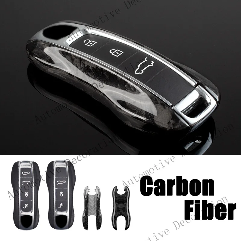 Z+ Carbon Fiber Car Key Fob Case Cover For Porsche Cayenne 911Macan Taycan Panamera