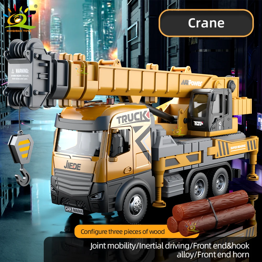 Inertia-Powered Crane Toy, Construction Vehicle with Lifting Hook, Truck with Movable Lifting Hook, Gift for Boys view 6