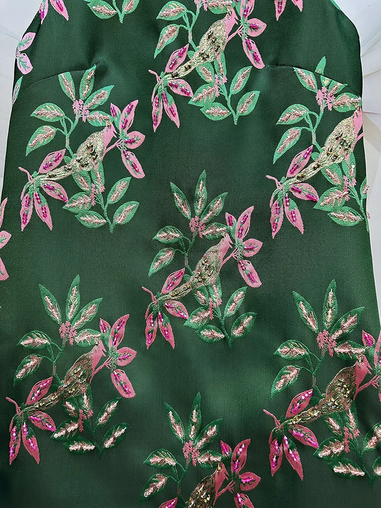 High-end Elegant Socialite Heavy Industry Bead Embroidered Dress Round Neck Sleeveless High Waist A-line Short Party Dress Women