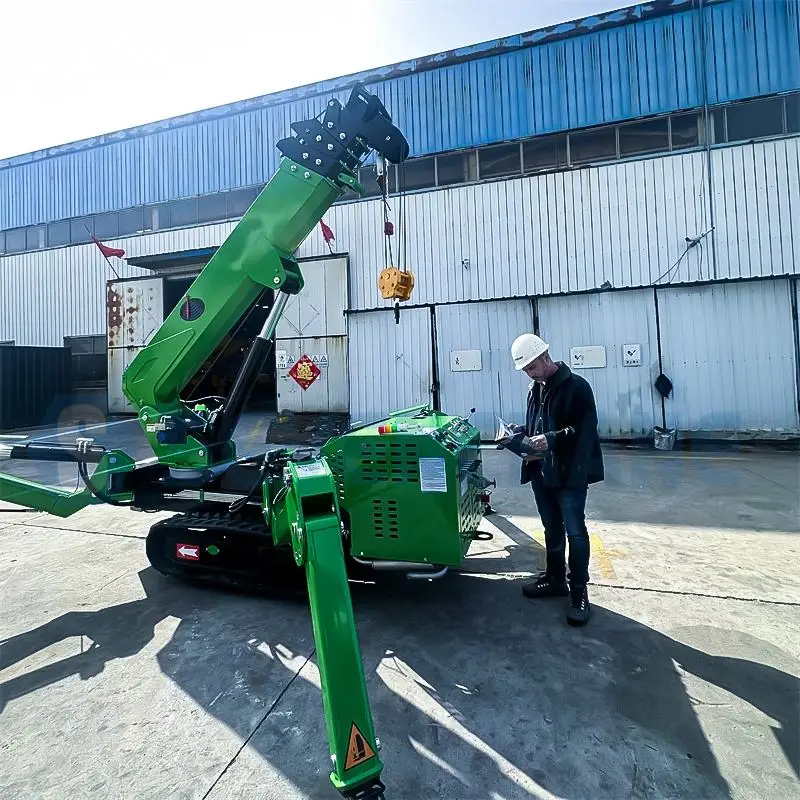 Mobile Spider Crane 3 Ton 5 Ton 8 Ton Telescopic Boom 360 Degree Mini Crawler Hydraulic Spider Crane Lifting 14m with Fly Jib