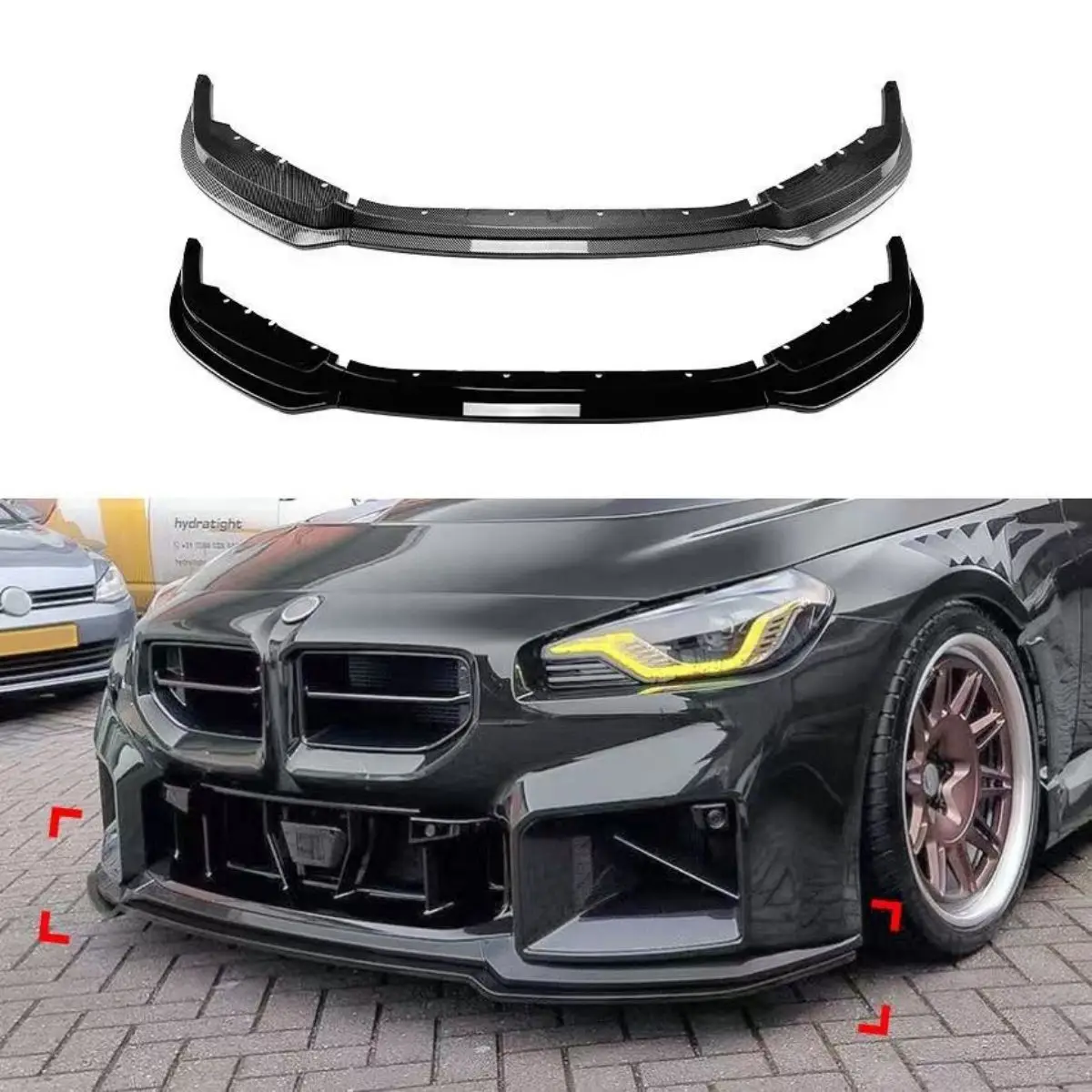 

For BMW 2 Series M2 G87 2023-2025 Front Bumper Spoiler Lip Carbon Fiber Look/Gloss Black Lower Splitter Blade Protection Plate