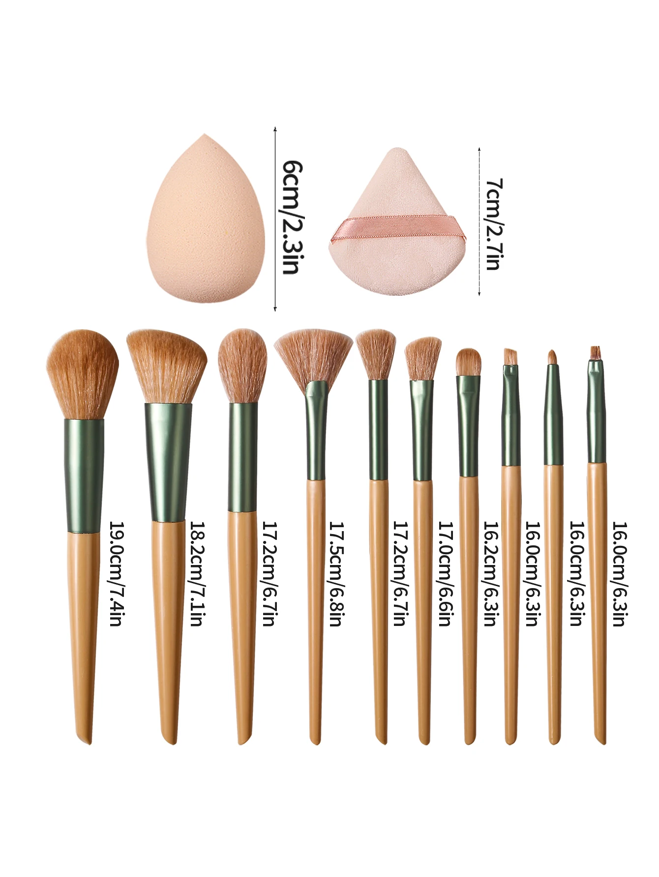 16-delige make-upborstelset van hoge kwaliteit, multifunctionele gezichtsmake-upborstel + zachte spons ei/driehoekige poederdons schoonheidstools