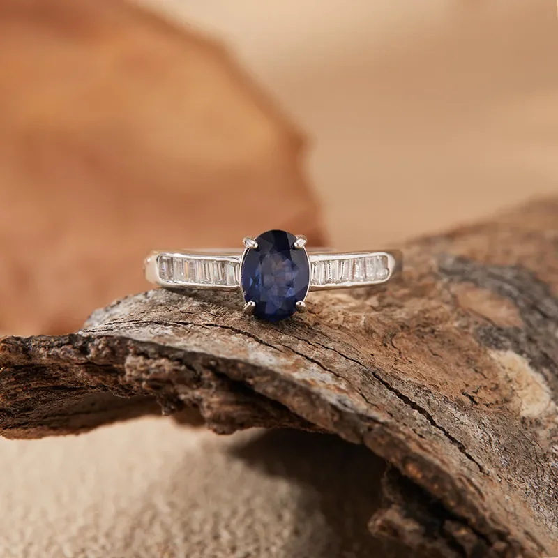Natural sapphire ring women's s925 sterling silver colored treasure jewelry Xiaohongshu shake audio & video number live