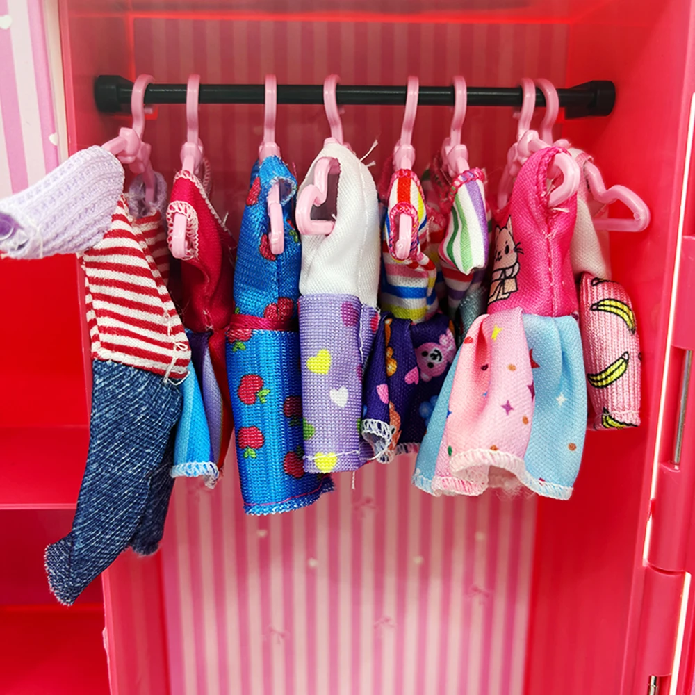 22pcs set of 5.5-inch cute doll clothes and accessories, 8pcs skirt, 10 hangers, 4pcs mini computer headset accessories set