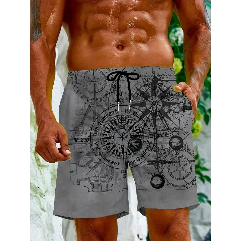 Men's digital print shorts casual beach pantsiv