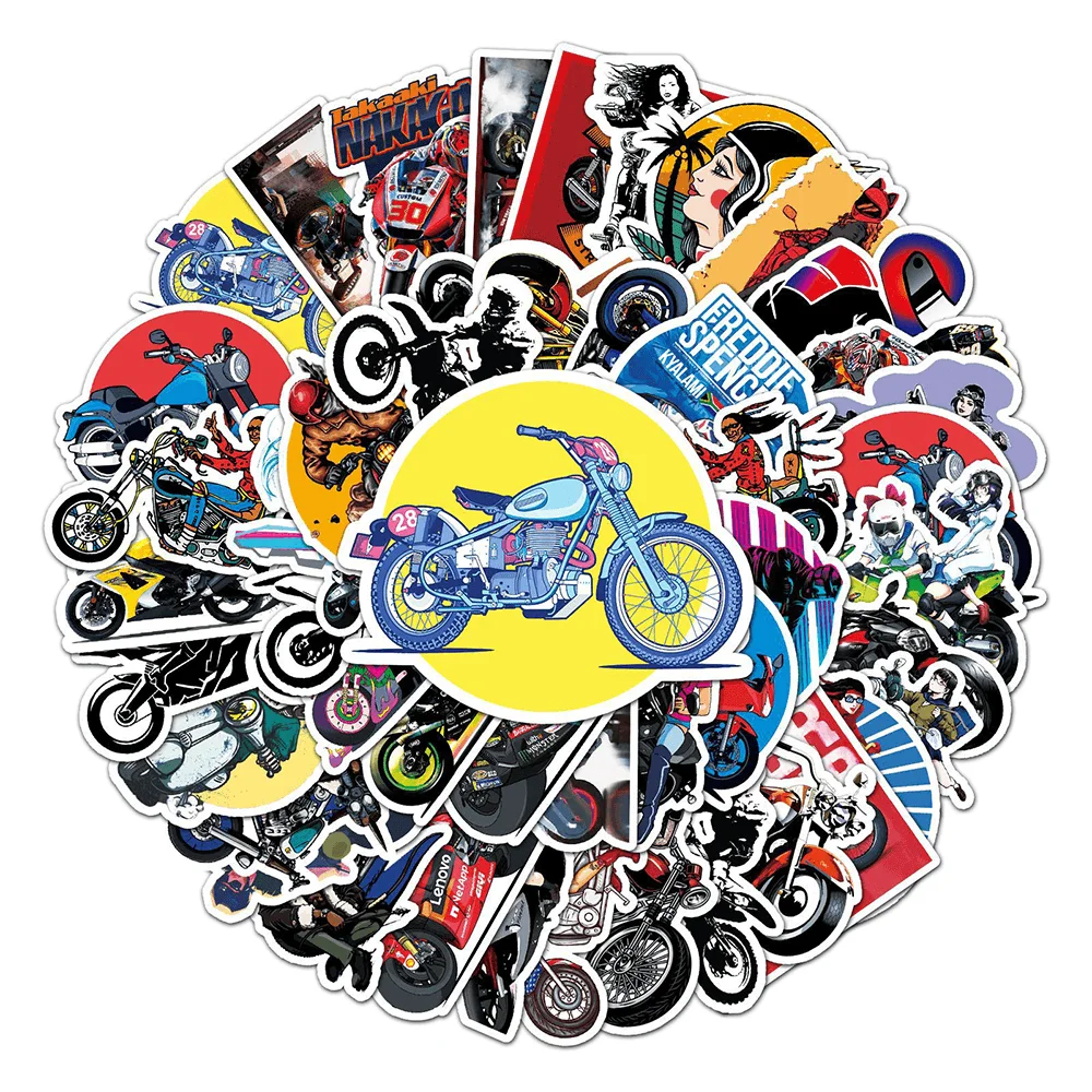 50pcs Retro Beauty Motorcycle Stickers Helmet Guitar Phone Case Sticker DIY Scrapbooking Supplies Vintage Journaling Materials