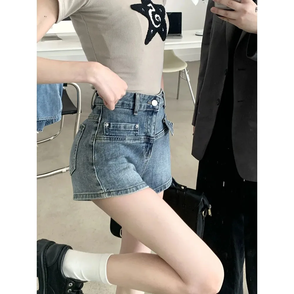 Fashion Denim Sexy Shorts Women Aesthetic Vintage Summer Solid Streetwear American Style All-match Personality Jean Short Pants