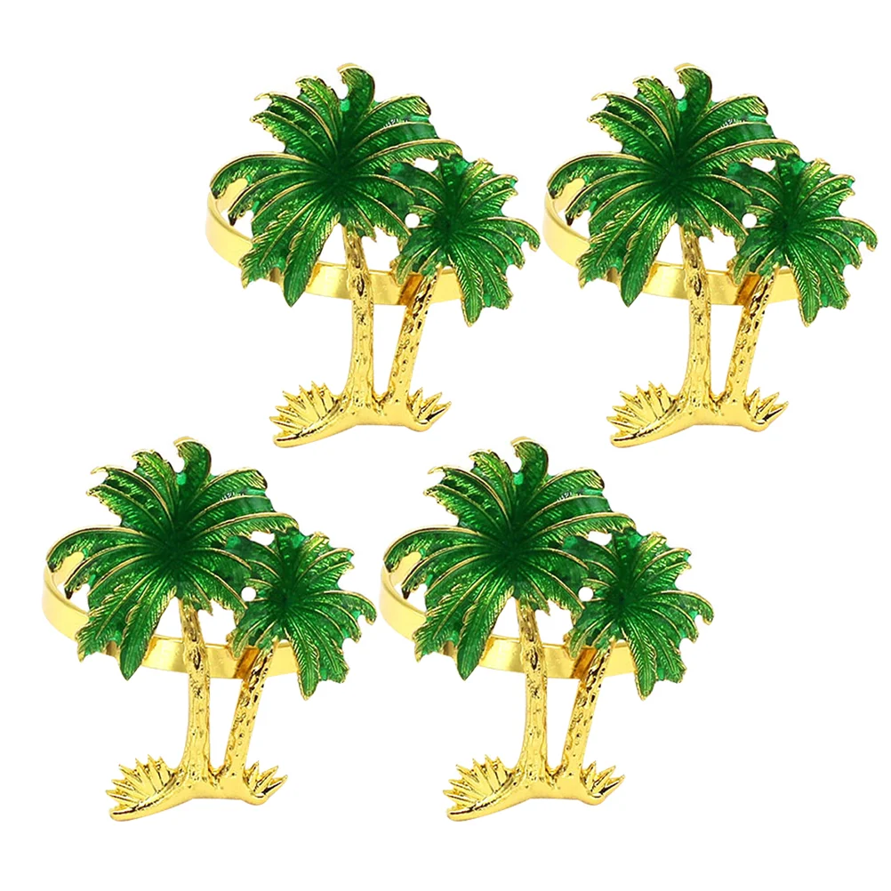 

4 Pcs Coconut Napkin Rings Napkins Hawaiian Party Buckles Tree Greenery Holders Farmhouse Tableware