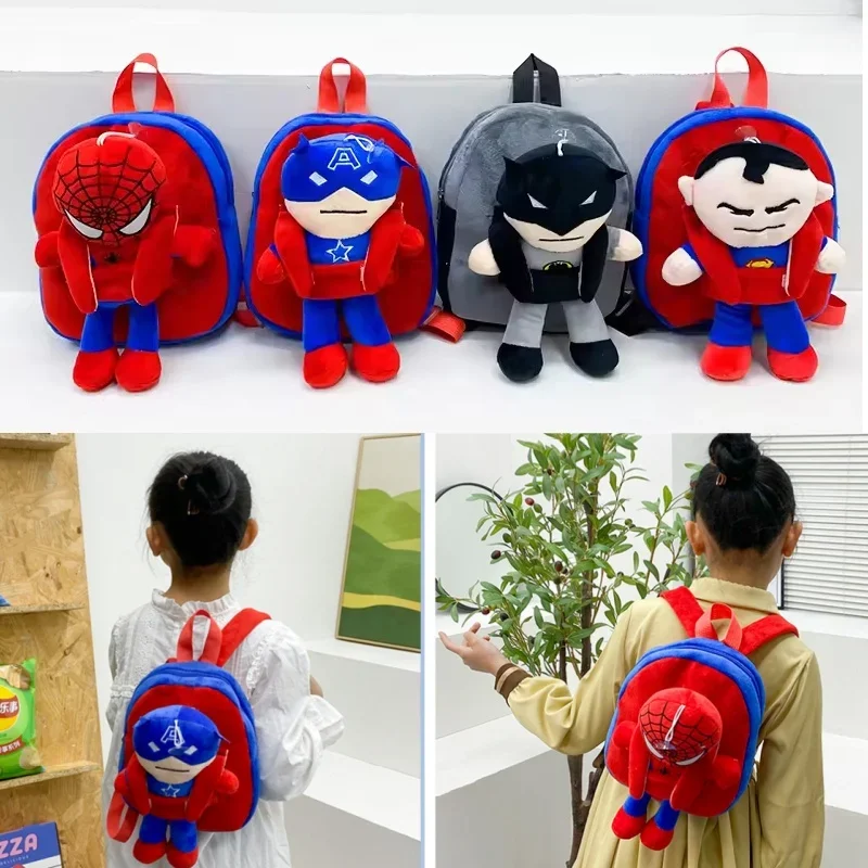Dessin animé Anime super-héros Cosplay série peluches Captain America Spider Man poupée sac à dos enfants loisirs mignon sac à dos cadeau de vacances