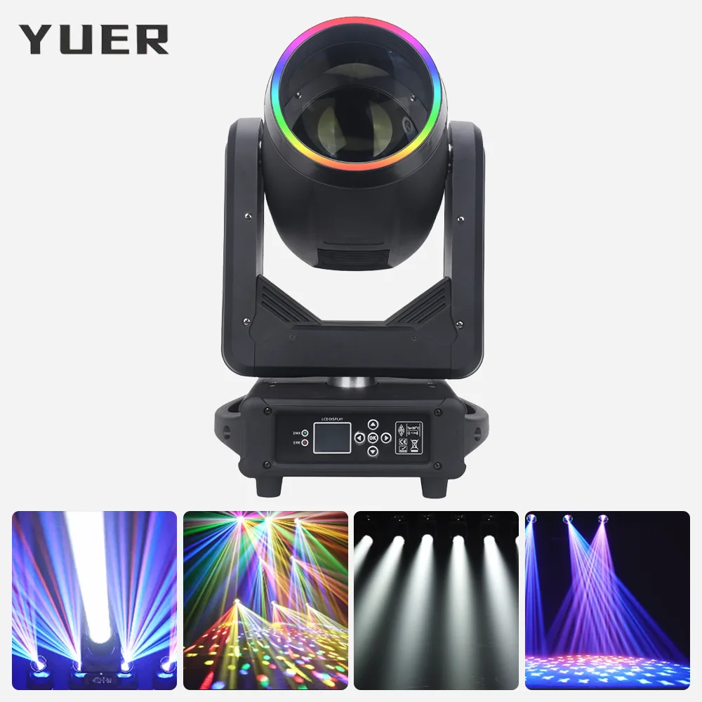 

380W Bulb Beam Moving head light with ring focus Rainbow Frost effect Double Prisms 17 Gobos DMX512 for DJ Disco bar club party