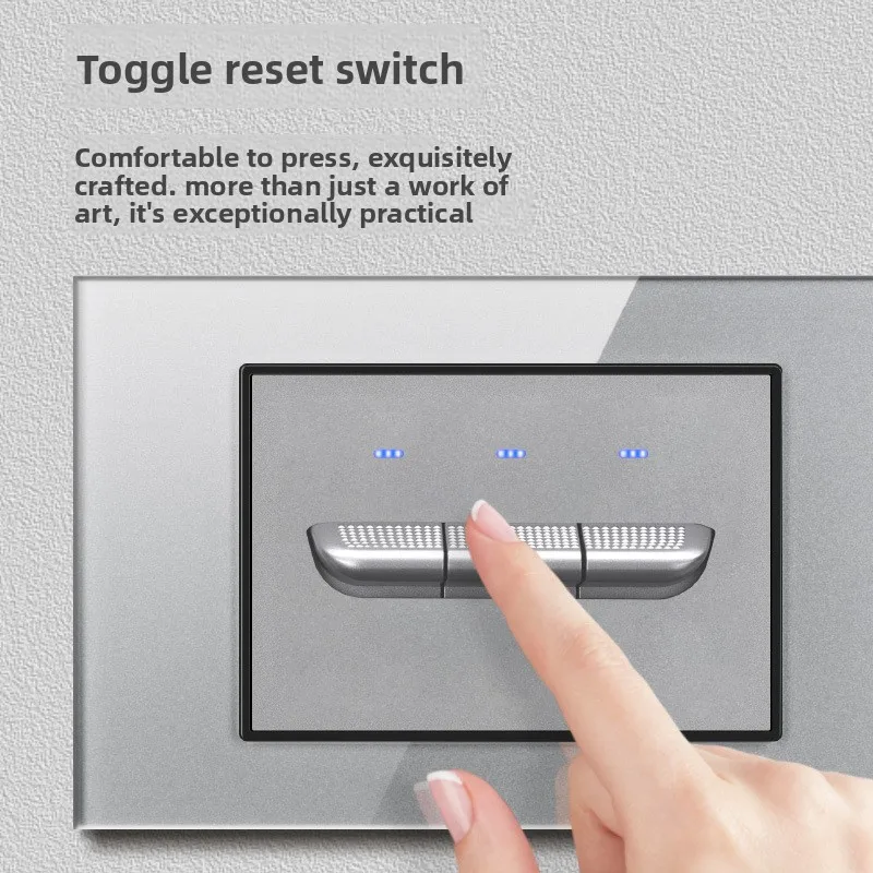 Picture 4: 120 Type Toggle Gray Tempered Glass Dual Position Switch Socket 20A Universal Socket for US, UK, and EuropeUSB EU LED Indicator