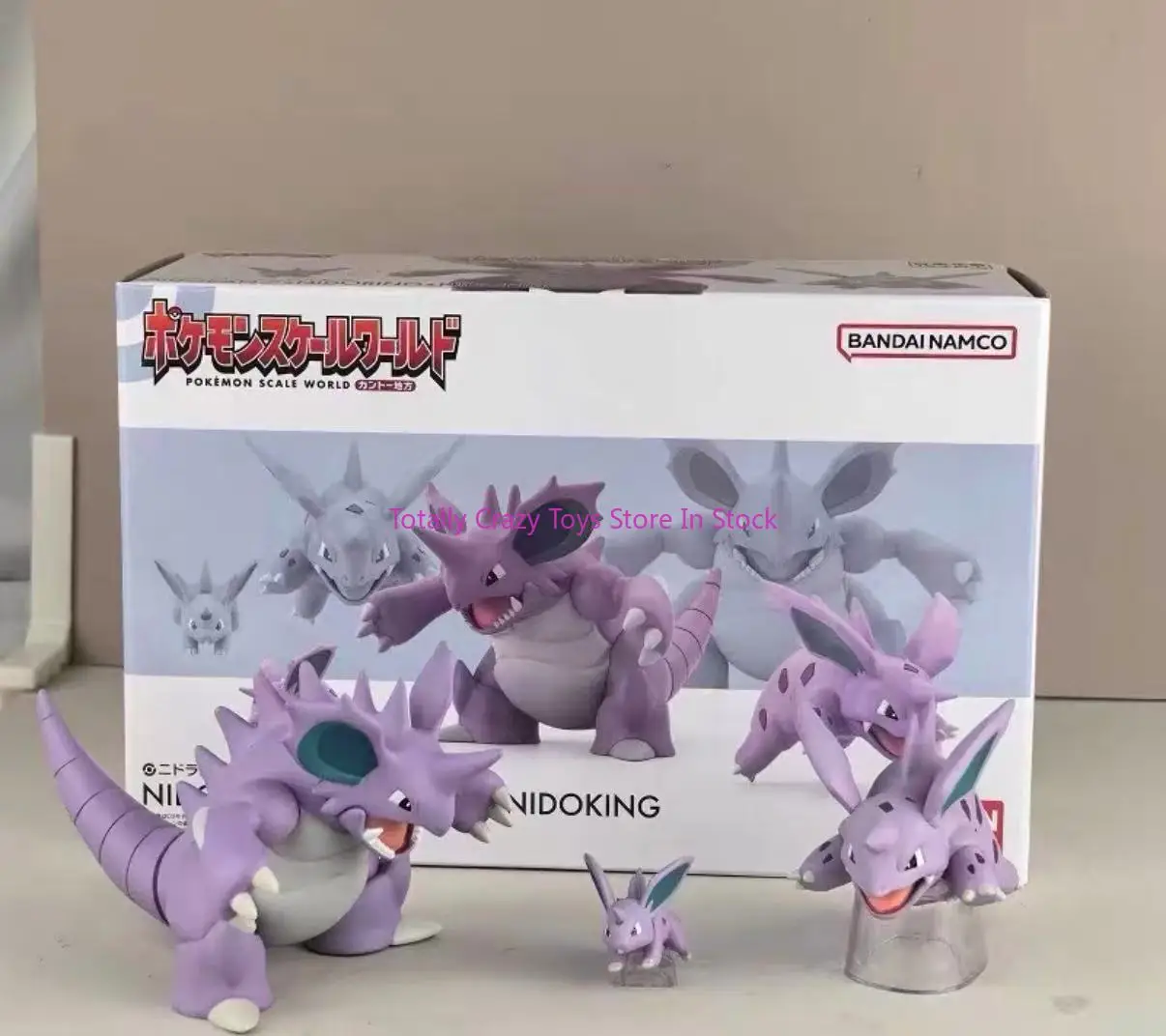

Bandai Original Shokugan POKEMON Scale World Kanto Region Nidoking Nidoran Nidorino Anime Action Figures Toys for Kids Gift