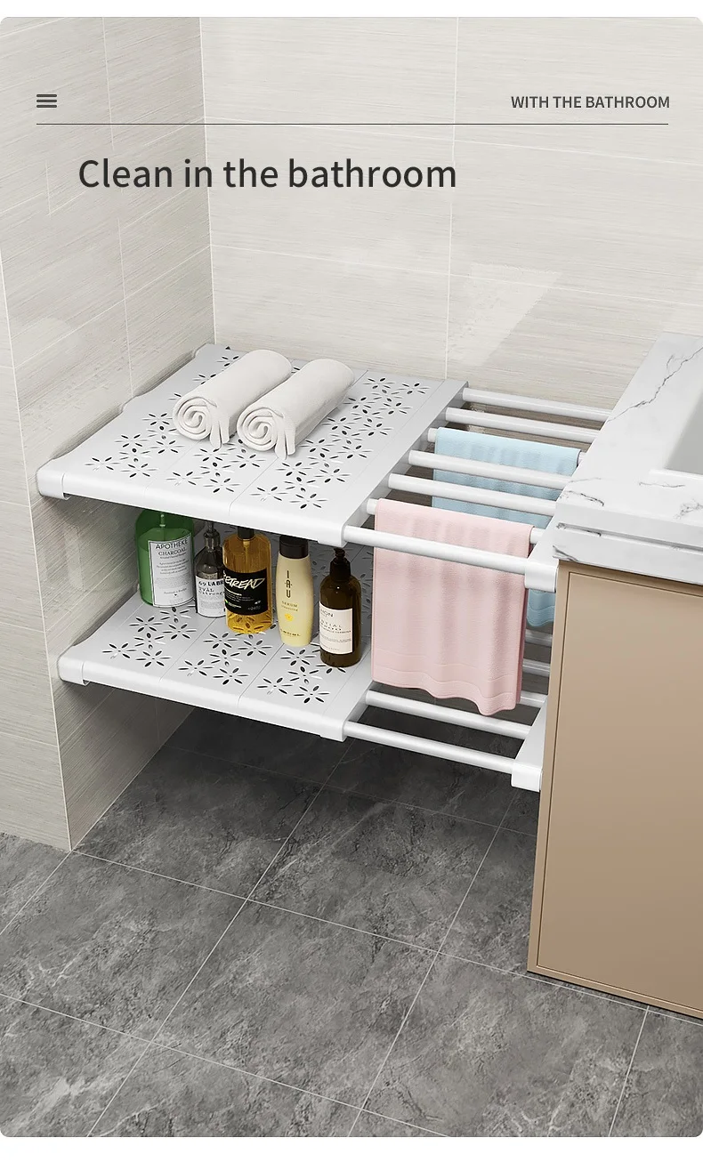 NEW Adjustable Closet Organizer Kitchen Storage Shelves Space Saving Wardrobe Wall Mounted Rack Home Appliance Cabinet Holder1pc