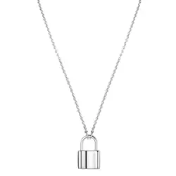 Bobisty Stainless Steel Lock Pendant Necklace for Mom Women Punk Hiphop Rock Goth Necklace Long Chain Mother's Day Gift With Box