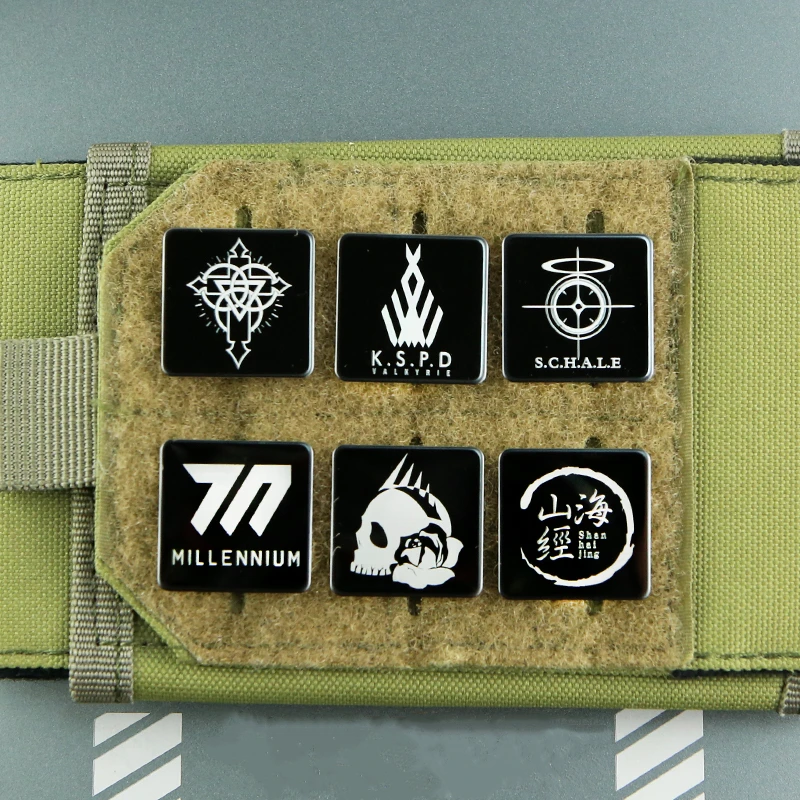 Azure Archives Game Metal Patch Abydos Arius Millennial Gheina 1 Inch Cube Tactical Badge for Clothing And Backpack Decoration