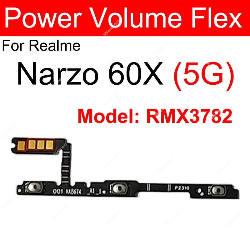 For Realme Narzo 50 60 Pro 50i 50A Prime Narzo 60X On OFF Power Volume Buttons Side Keys Replacement Flex Cable