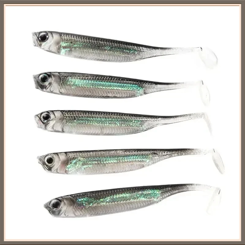 1/2/3/4pcs Fishing Soft Bait T Tail Fish Fishing Lures Rainbow Color Sequin Swing Fishing Spinner Bait