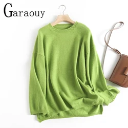 Garaouy 2023 Autumn Women Orange Knit Sweater Casual Versatile Jumper Round Neck Long Sleeve Female Soft Warm Oversize Pullovers