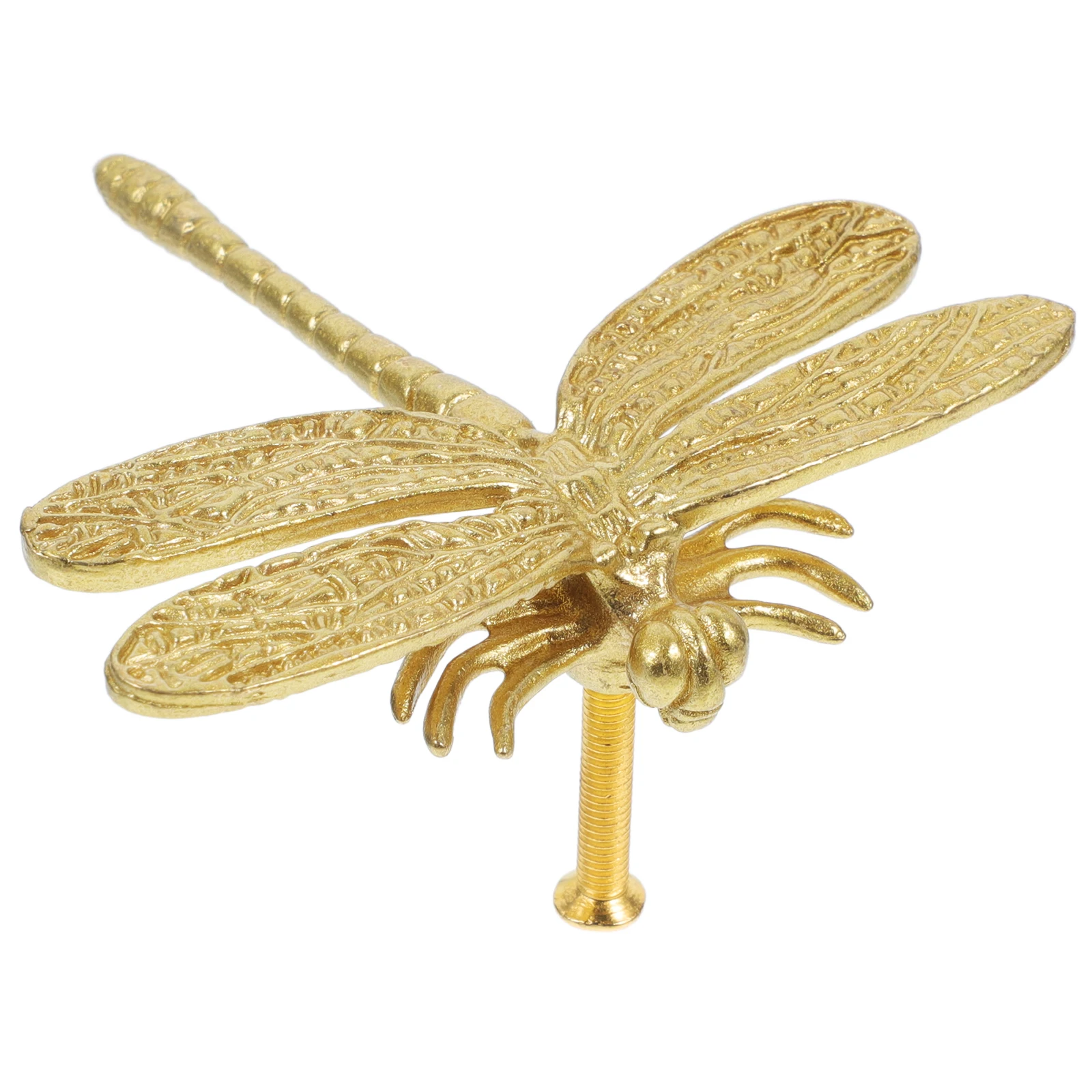 

1 set Brass Handle Cabinet Knobs Decorative Dragonfly Animal Drawer Dresser Furniture Pulls Round Yellow Gold Hardware