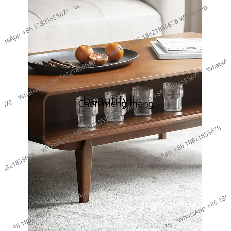 LHY26 ss CXH Carved Solid Wood Drawer Rectangular Coffee Table Black K