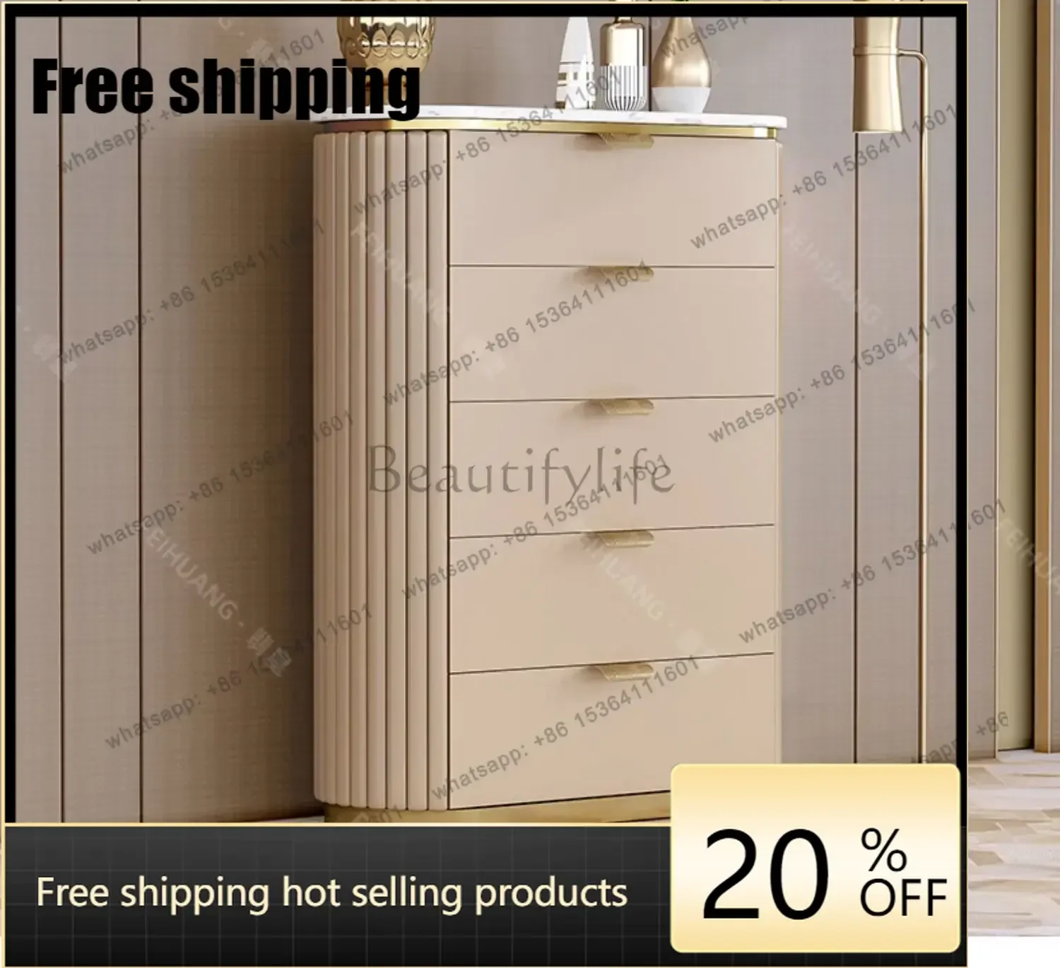 XX American Light Luxury Chest Of Drawers Bedroom Stainless Steel Decoration Storage Cabinet Chest Of Drawers Chest Of Drawe