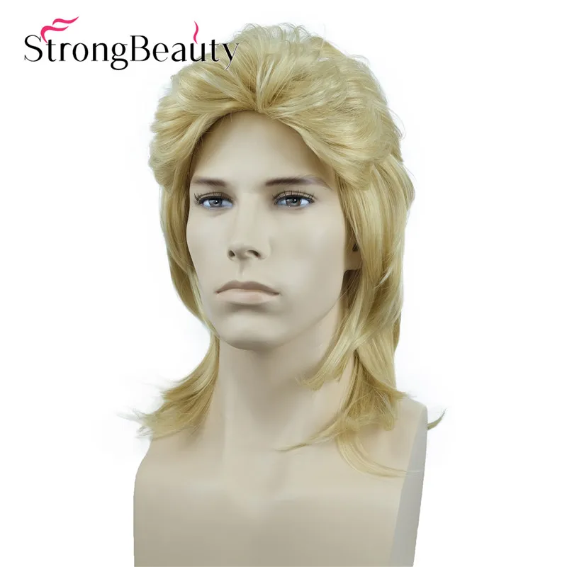 StrongBeauty Mullet Wigs for Men 70s 80s Costumes Mens Fancy Rock Party Cosplay Hair Wavy Wig