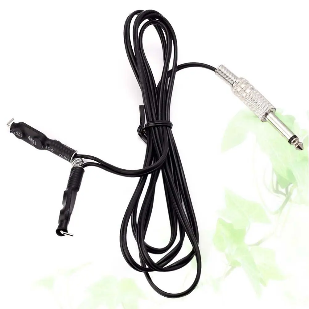 1Pcs Black Silicone Rubber Clip Cord Fireproof Soft Flexible Tattoo Machine Clip Cord Connector Stainless Steel High Resistant