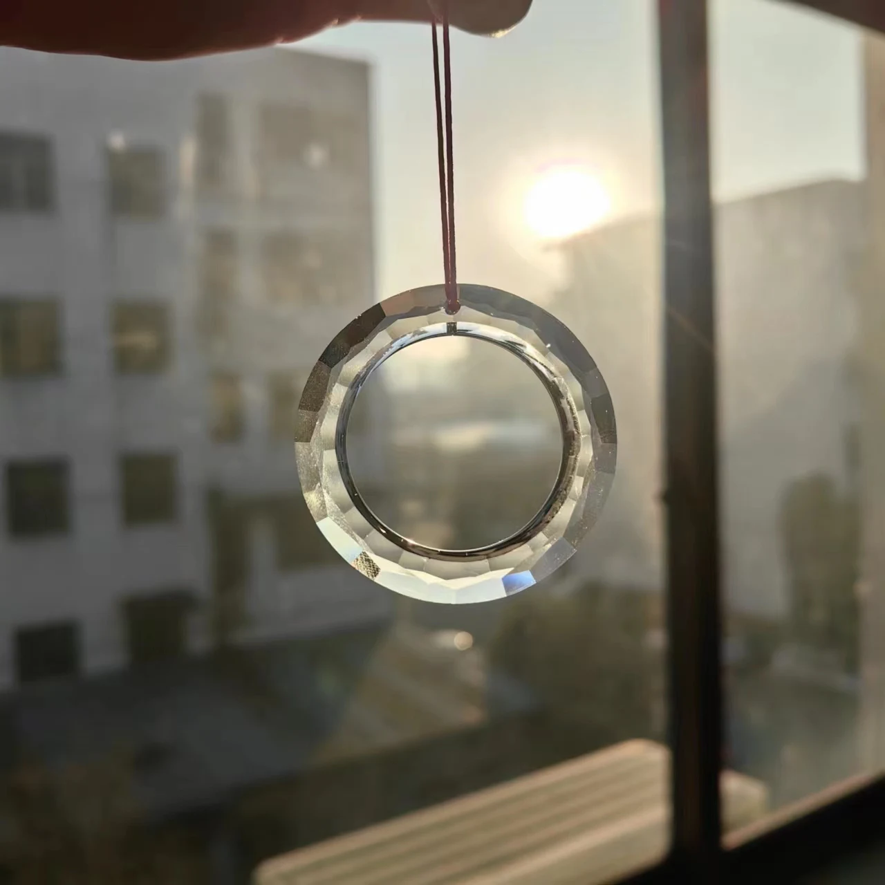 1pc Clear Crystal Hanging Ring Refraction Hanging Pendants Glass Sun Catcher Chandelier Parts for Curtain Wedding Decoration