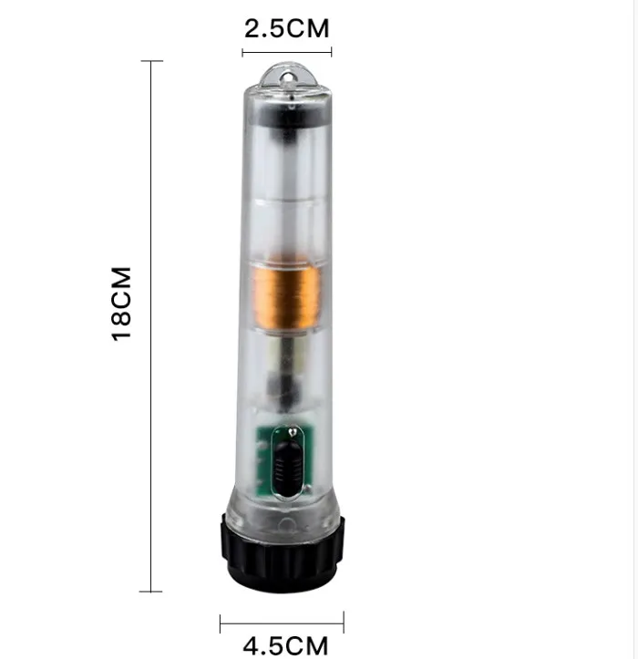 self-generated transparent emergency fluorescent torch Flashlight hand-cranked charging far-pull flashlight strong magnet