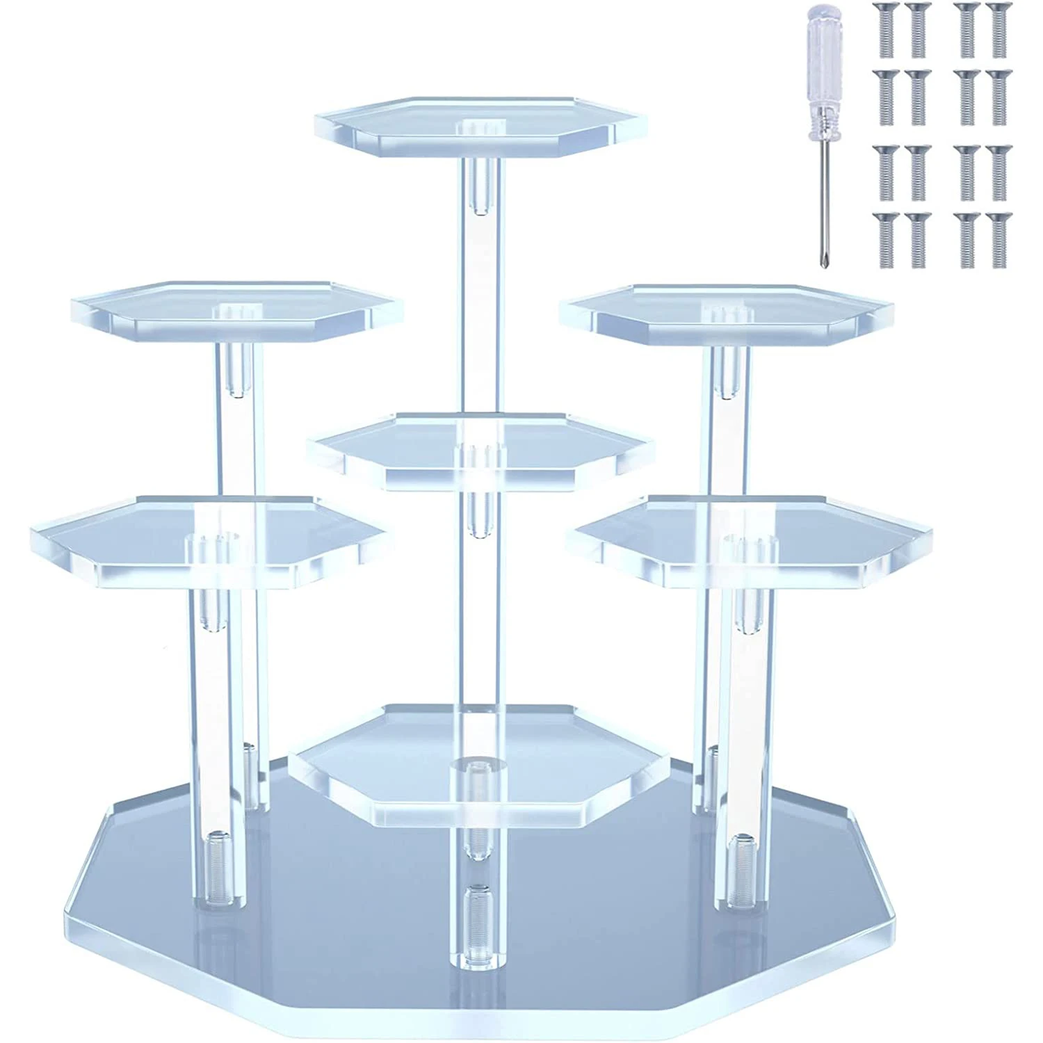 

7 Tier Acrylic Display Stand for Action Figures, Toy,Doll,Perfume, Cosmetic Collection Organizer Holder, Jewelry Display Riser