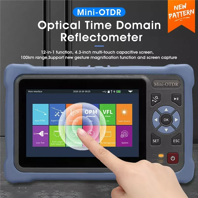 Mini OTDR 1310/1550nm 26/24dB touch screen Handheld multi functions Tester Optical Fiber Test Pon VFL Opm OTDR